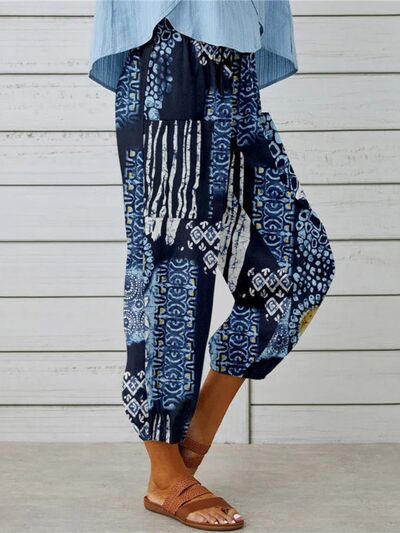 Printed Tied Cropped Pants - Pahabu - Women's Clothing & Shop