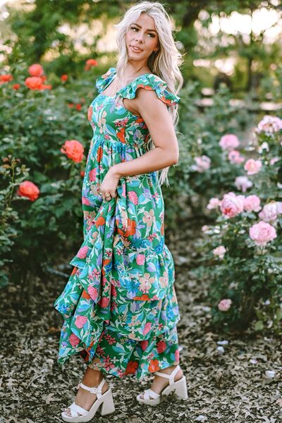 Tiered Ruffled Printed Sleeveless Dress - Pahabu - Women's Clothing & Shop