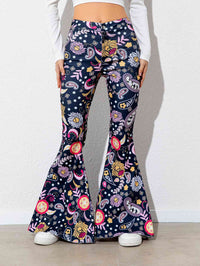 Floral High Waist Flare Leg Pants - Pahabu - Women's Clothing & Shop