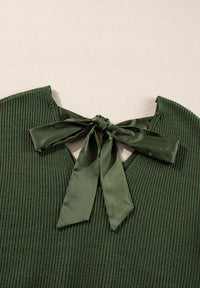 Tied Back V-Neck Long Sleeve Sweater - Pahabu - Women's Clothing & Shop