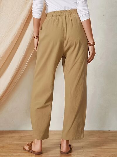 Full Size Elastic Waist Pants with Pockets - Pahabu - Women's Clothing & Shop