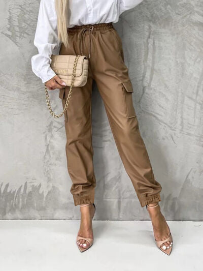 Tied High Waist Pants with Pockets - Pahabu - Women's Clothing & Shop
