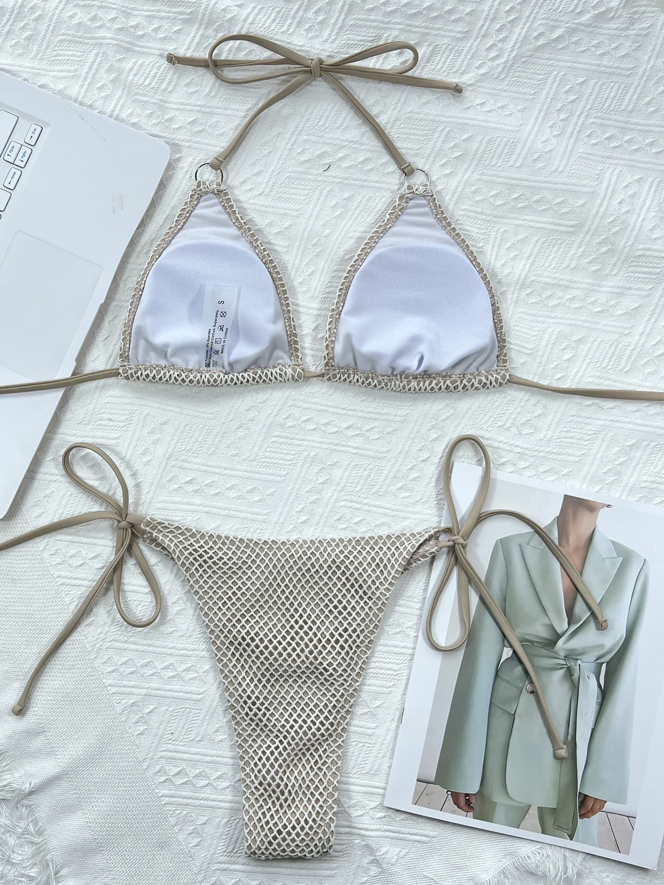 Halter Neck Tie Back Bikini Set - Pahabu - Women's Clothing & Shop