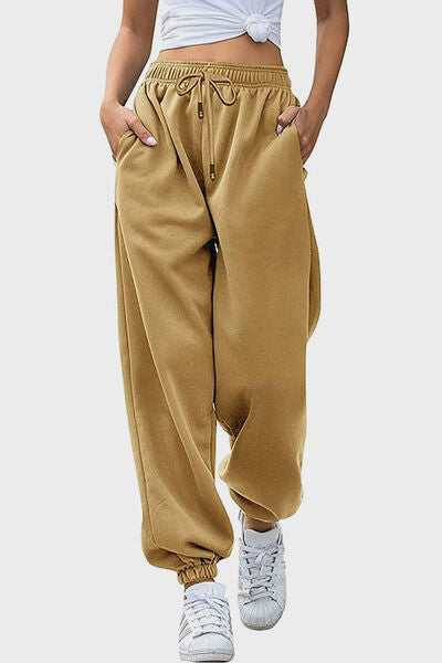 Elastic Waist Joggers with Pockets - Pahabu - Women's Clothing & Shop