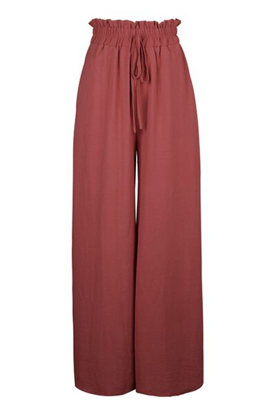 Perfee Frill Tied Wide Leg Pants - Pahabu - Women's Clothing & Shop