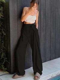 Tied High Waist Wide Leg Pants - Pahabu - Women's Clothing & Shop