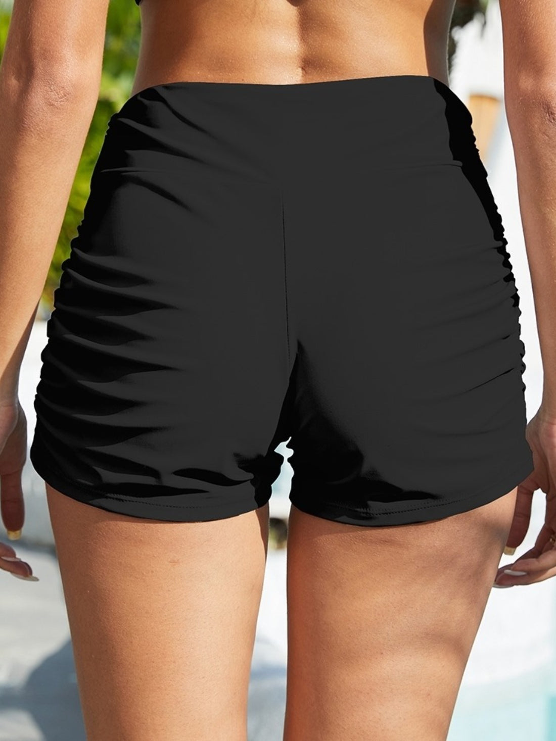 FAM-FAM Ruched Mid-Rise Waist Swim Shorts - Pahabu - Women's Clothing & Shop