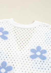 Flower Hollowed Out Button Down Long Sleeve Cardigan - Pahabu - Women's Clothing & Shop