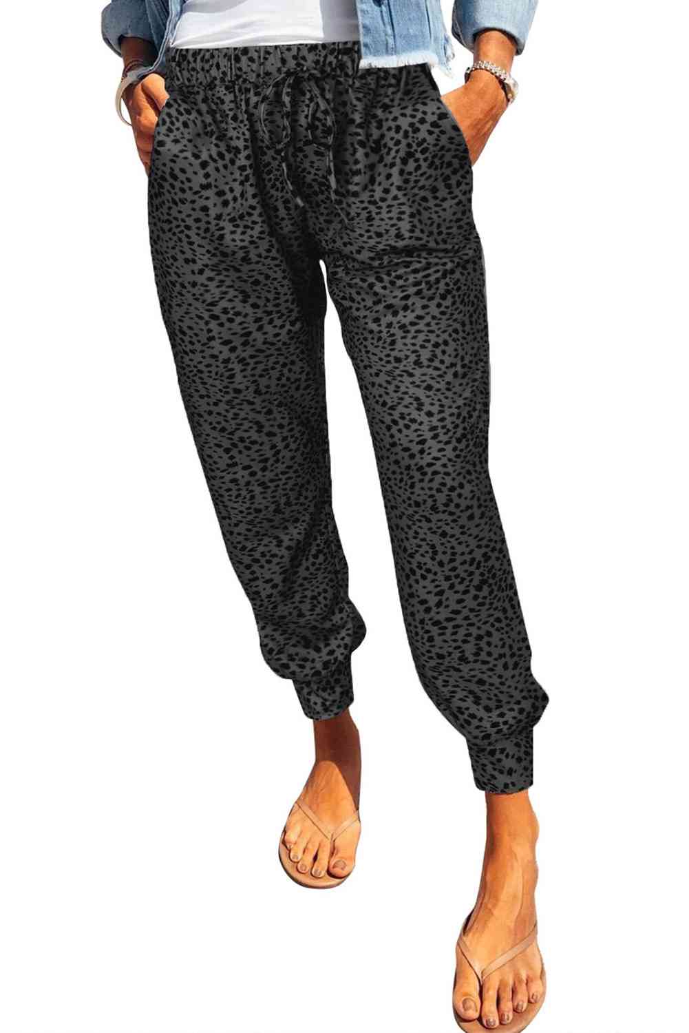 Leopard Print Joggers with Pockets - Pahabu - Women's Clothing & Shop