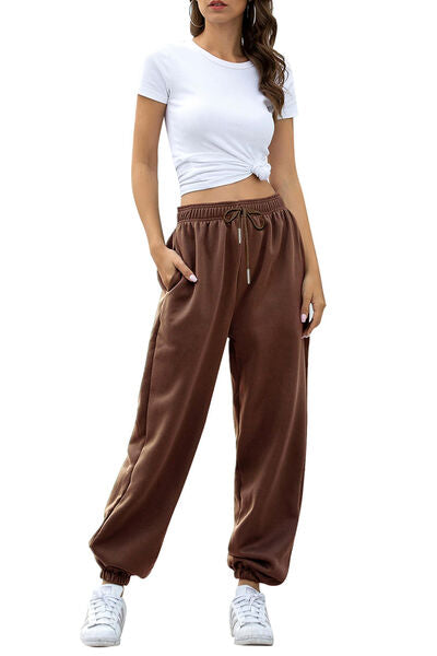 Elastic Waist Joggers with Pockets - Pahabu - Women's Clothing & Shop