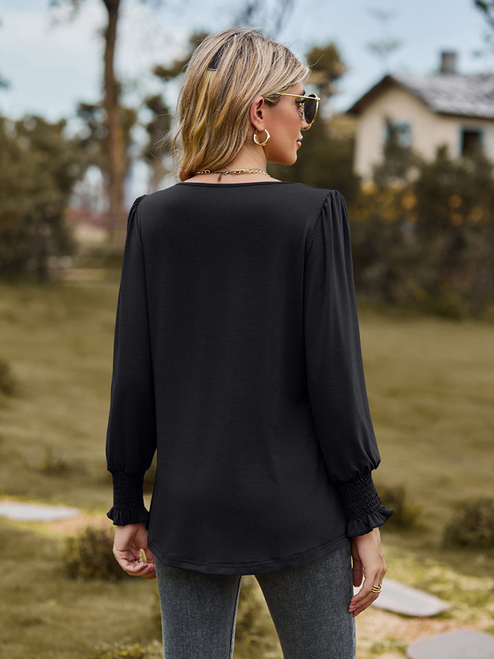 Puff Sleeve Pleated Blouse - Pahabu - Women's Clothing & Shop