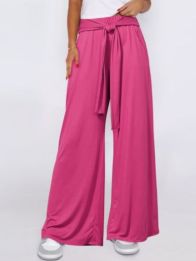 Tied Wide Leg Pants with Pockets - Pahabu - Women's Clothing & Shop