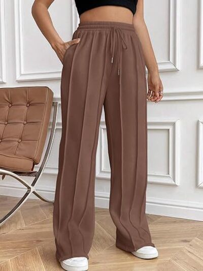 Drawstring Wide Leg Pants with Pockets - Pahabu - Women's Clothing & Shop