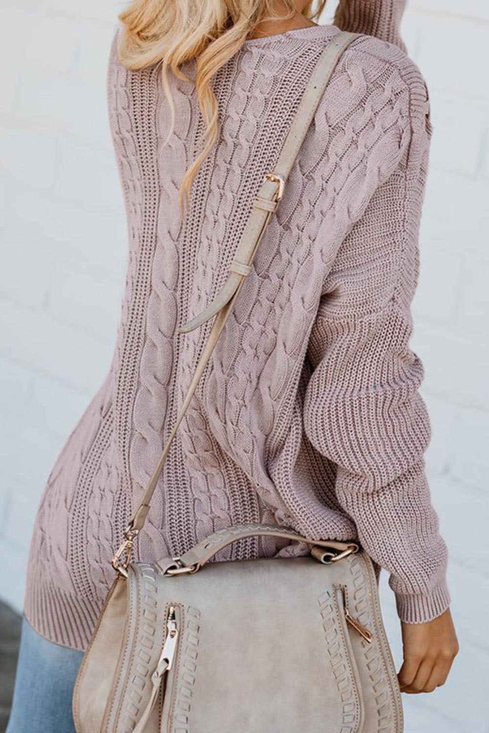 Cable Knit Lace Up V-Neck Sweater - Pahabu - Women's Clothing & Shop