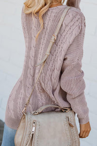Cable Knit Lace Up V-Neck Sweater - Pahabu - Women's Clothing & Shop