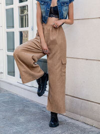 Pocketed Wide Leg Elastic Waist Pants - Pahabu - Women's Clothing & Shop