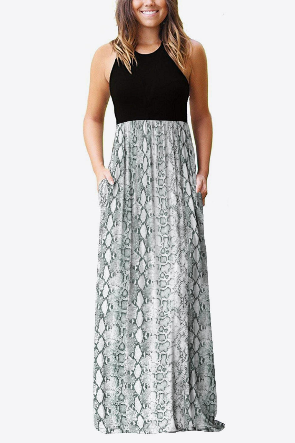 Empire Waist Sleeveless Dress with Pockets - Pahabu - Women's Clothing & Shop