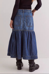 Midi Denim Skirt with Pockets - Pahabu - Women's Clothing & Shop