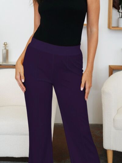 FAM-FAM Elastic Waist Bootcut Pants - Pahabu - Women's Clothing & Shop