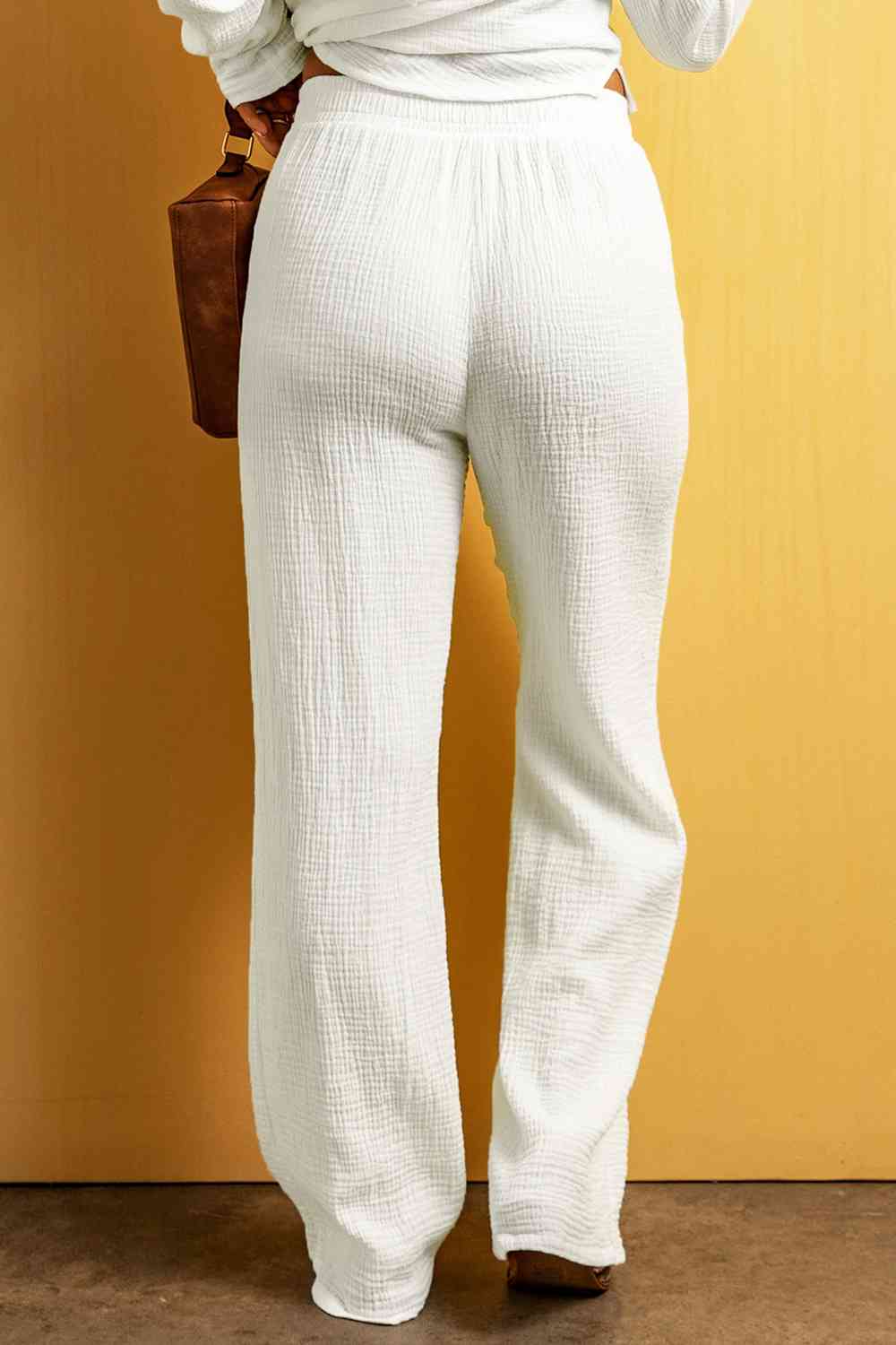 Textured Straight Leg Pants - Pahabu - Women's Clothing & Shop