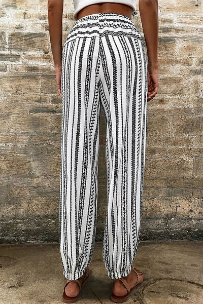 Printed Elastic Waist Pants - Pahabu - Women's Clothing & Shop