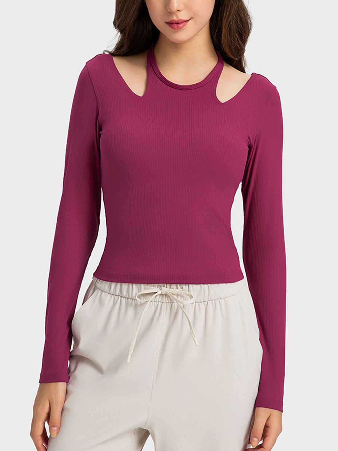 Millennia Halter Neck Long Sleeve Sporty Top - Pahabu - Women's Clothing & Shop