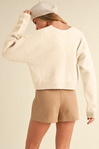 Bowknot Front V Neck Long Sleeve Cardigan - Pahabu - Women's Clothing & Shop