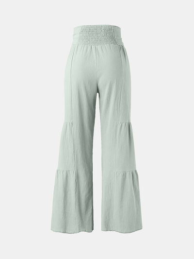 Tied Ruched Wide Leg Pants - Pahabu - Women's Clothing & Shop