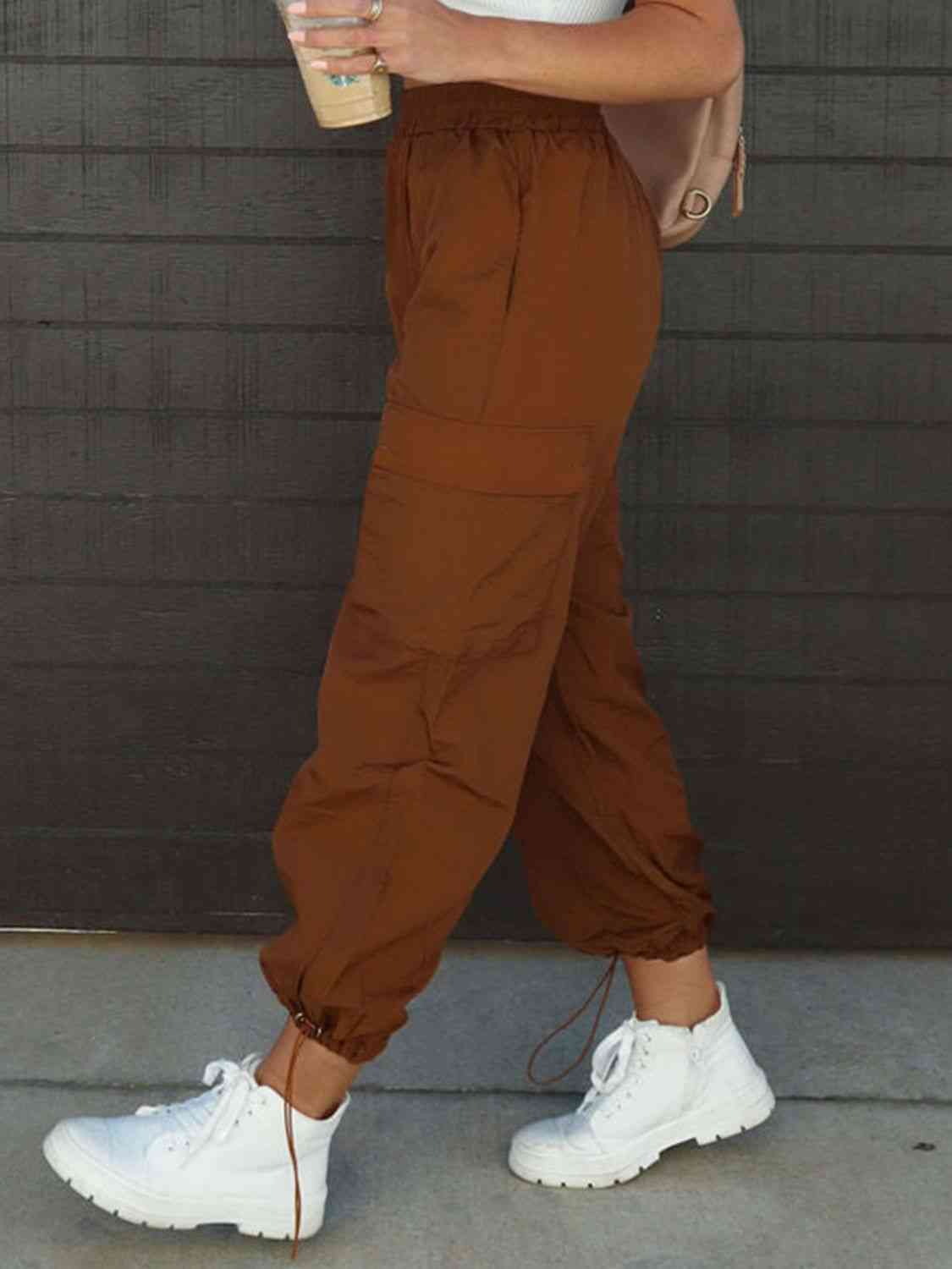 High Waist Drawstring Pants with Pockets - Pahabu - Women's Clothing & Shop