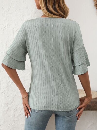 Mandy V-Neck Ruffle Half Sleeve Top - Pahabu - Women's Clothing & Shop