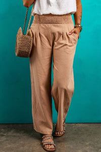 Smocked Elastic Waist Pants with Pockets - Pahabu - Women's Clothing & Shop