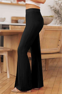 Front Slit Flare Leg Pants - Pahabu - Women's Clothing & Shop