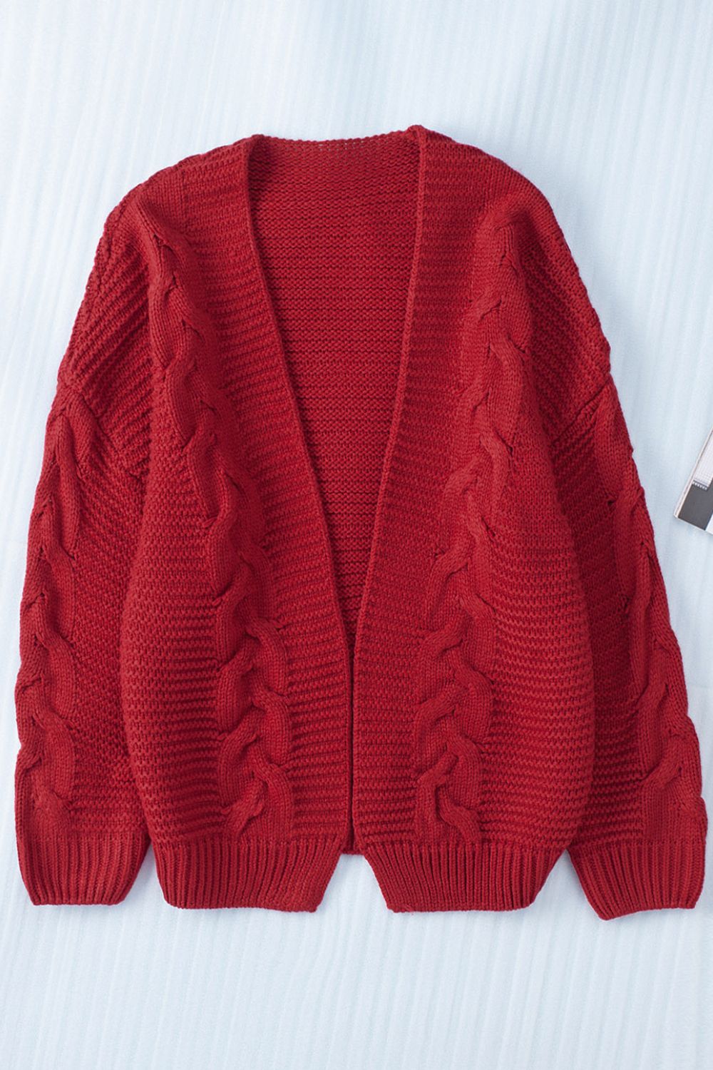 Cable-Knit Open Front Cardigan - Pahabu - Women's Clothing & Shop