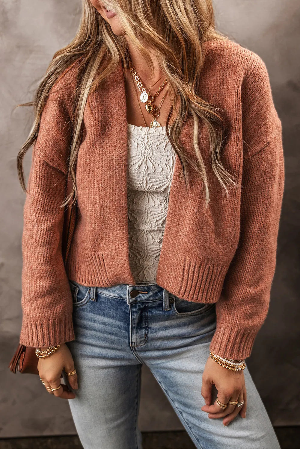Open Front Dropped Shoulder Cardigan - Pahabu - Women's Clothing & Shop