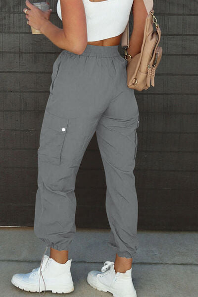 Drawstring Elastic Waist Pants with Pockets - Pahabu - Women's Clothing & Shop