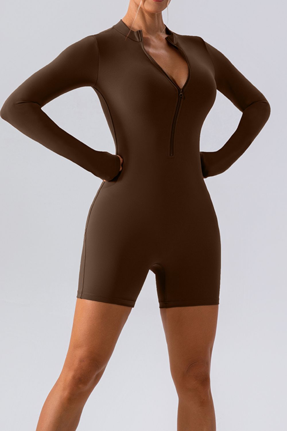 Half Zip Long Sleeve Active Romper - Pahabu - Women's Clothing & Shop