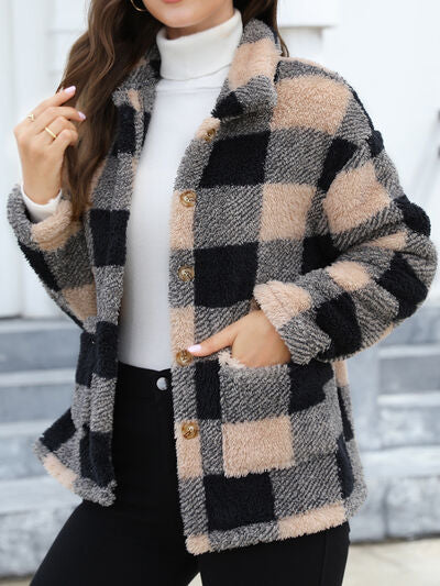 Button Up Drop Shoulder Fuzzy Jacket - Pahabu - Women's Clothing & Shop