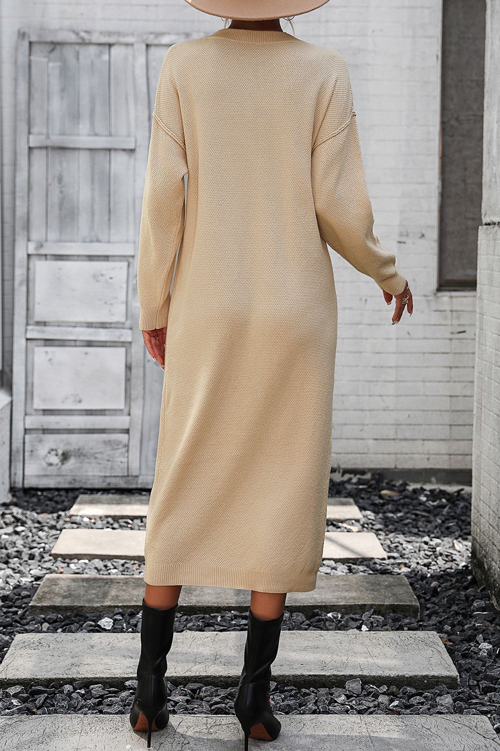 Notched Neck Dropped Shoulder Button-Down Midi Dress - Pahabu - Women's Clothing & Shop