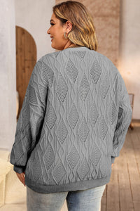 Plus Size Cable-Knit Button Up Sweater - Pahabu - Women's Clothing & Shop