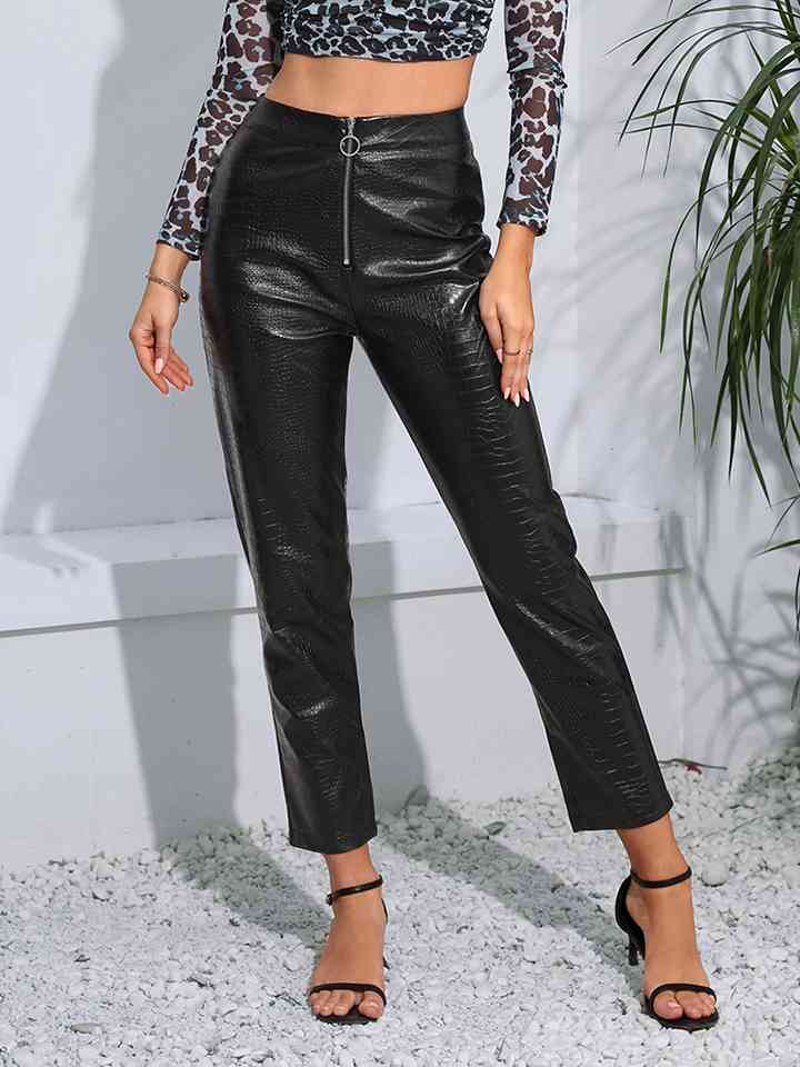 Zip-Up High Waist Straight Leg Pants - Pahabu - Women's Clothing & Shop