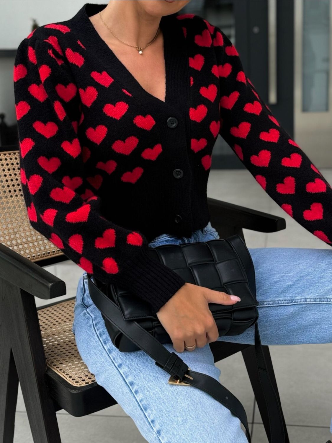 Valentine’s Day Heart V-Neck Cropped Cardigan - Pahabu - Women's Clothing & Shop