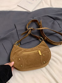 Suede Adjustable Strap Shoulder Bag - Pahabu - Women's Clothing & Shop