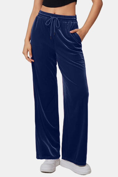 Drawstring Elastic Waist Straight Leg Pants - Pahabu - Women's Clothing & Shop