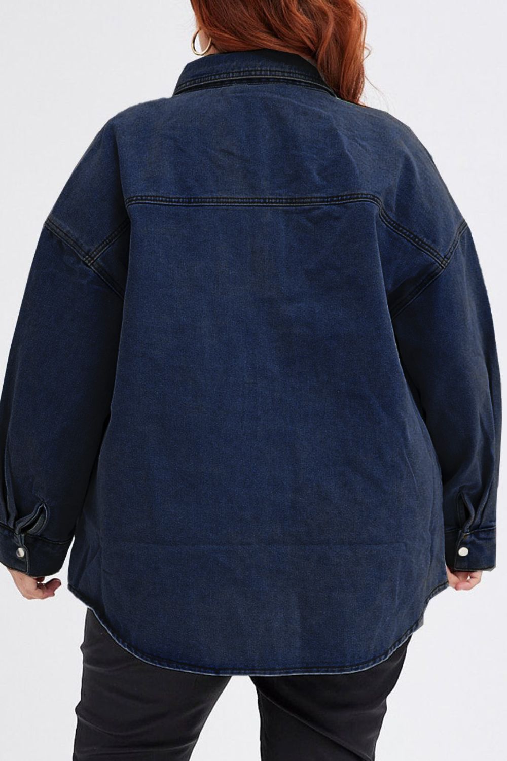 Plus Size Snap Down Pocketed Denim Jacket - Pahabu - Women's Clothing & Shop