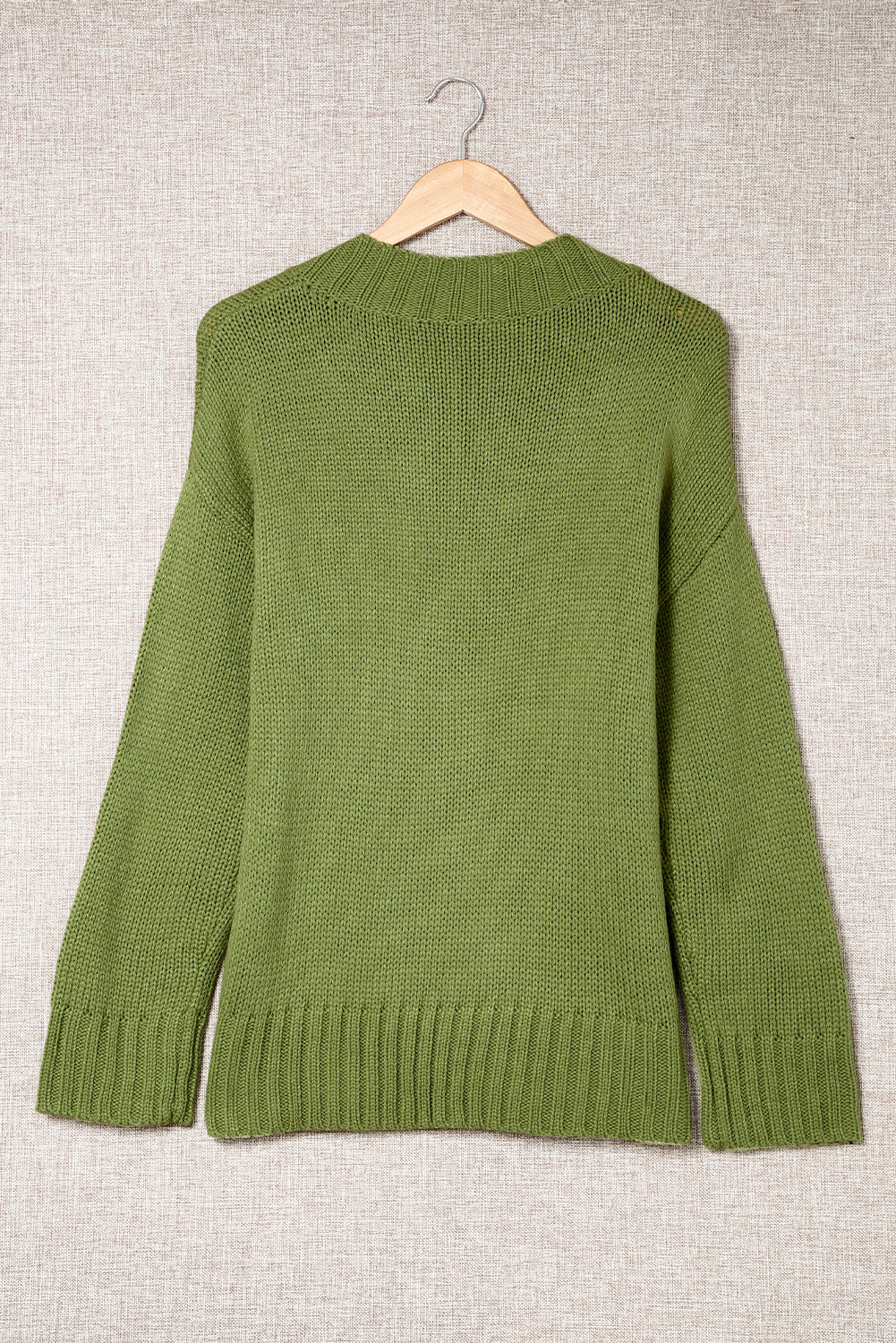 V-Neck Dropped Shoulder Sweater - Pahabu - Women's Clothing & Shop