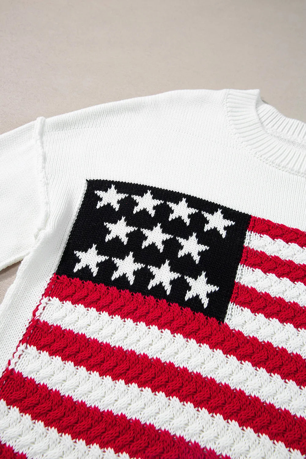 US Flag Round Neck Long Sleeve Knit Top - Pahabu - Women's Clothing & Shop