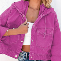 Hooded Dropped Shoulder Denim Jacket - Pahabu - Women's Clothing & Shop
