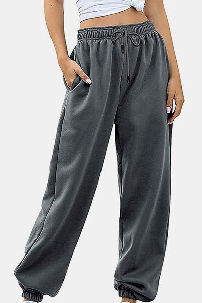 Elastic Waist Joggers with Pockets - Pahabu - Women's Clothing & Shop
