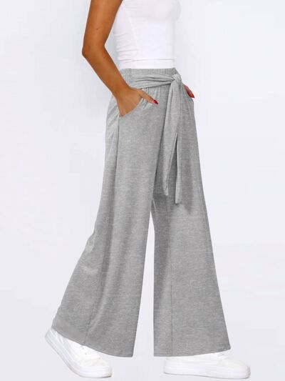 Tied Wide Leg Pants with Pockets - Pahabu - Women's Clothing & Shop
