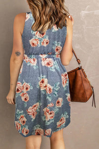 Double Take Printed Scoop Neck Sleeveless Buttoned Magic Dress with Pockets - Pahabu - Women's Clothing & Shop